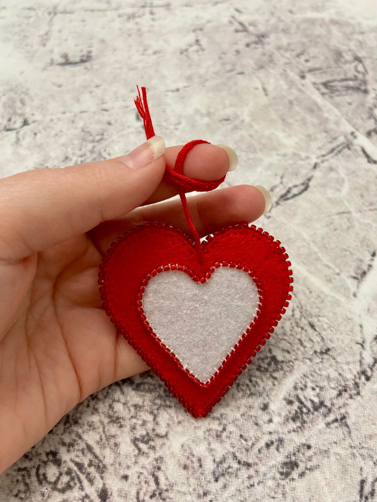 Free Beaded Felt Heart Ornament Pattern and Template ...