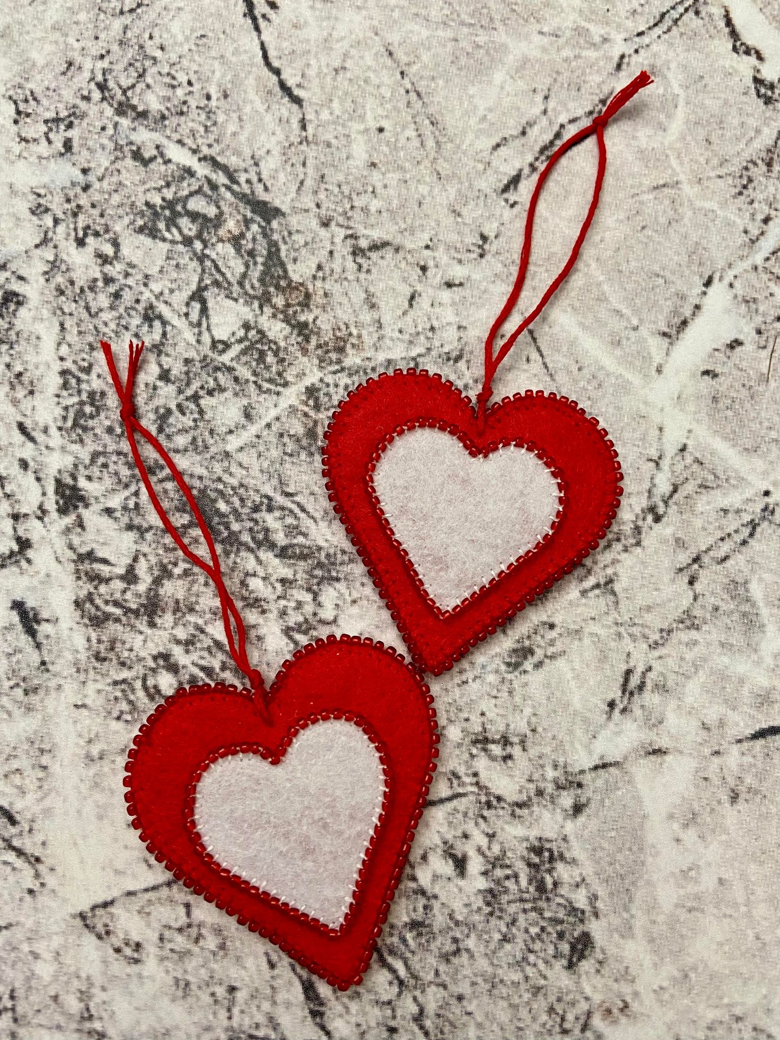 Free Beaded Felt Heart Ornament Pattern and Template ...