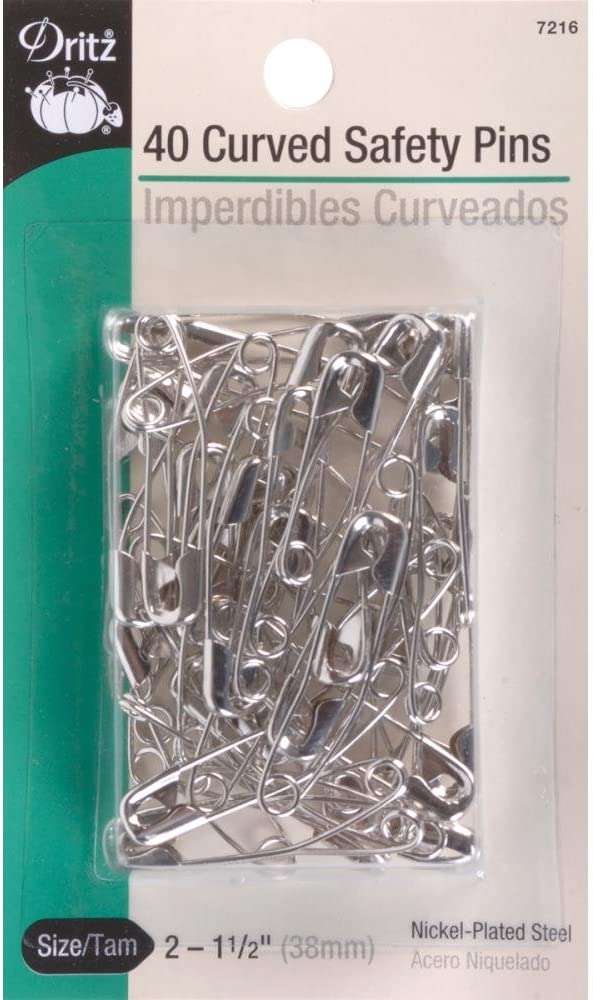 Curved Safety Pins Quilt Basting, Dritz Curved Pins, 2 Quilt Basting Pins,  Size 3 40 Count Safety Pins, Pins for Quilt Sandwich, Ships FAST 