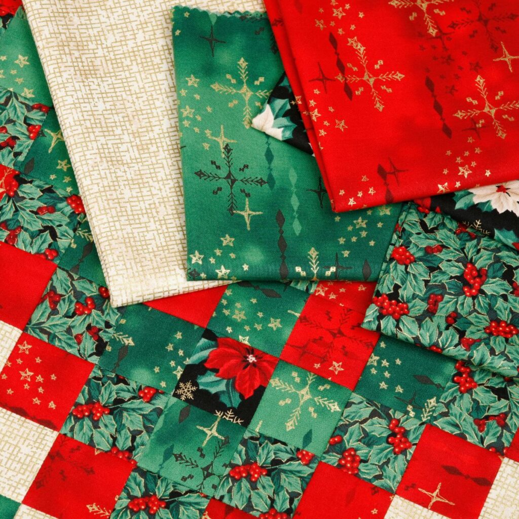 Christmas quilt and fabric.
