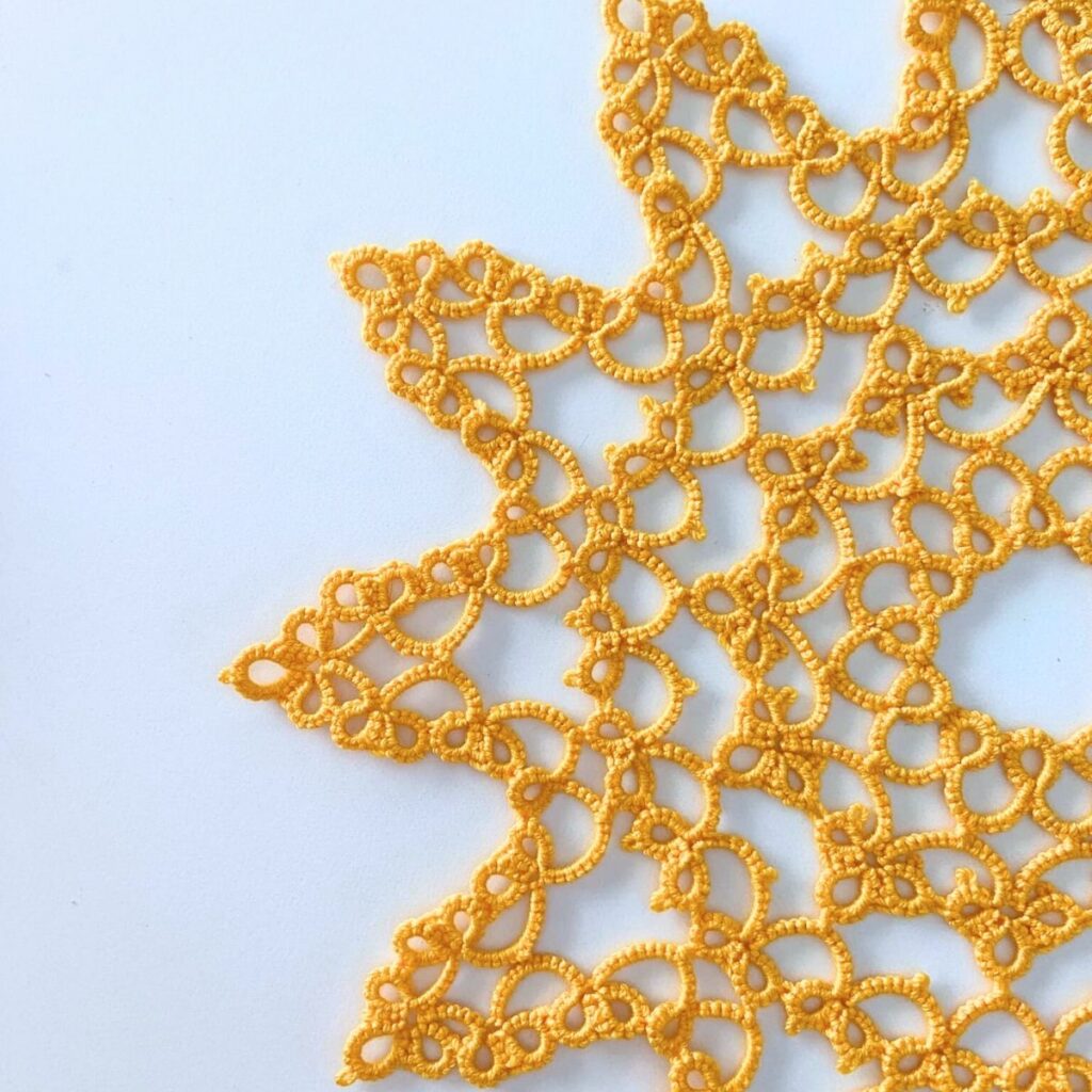 close up of the doily.