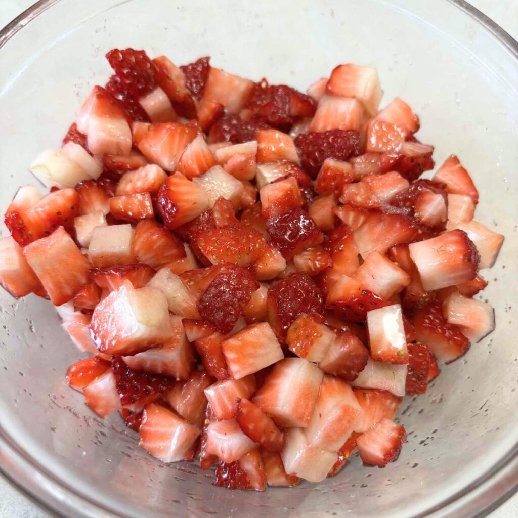 Chopped up strawberries