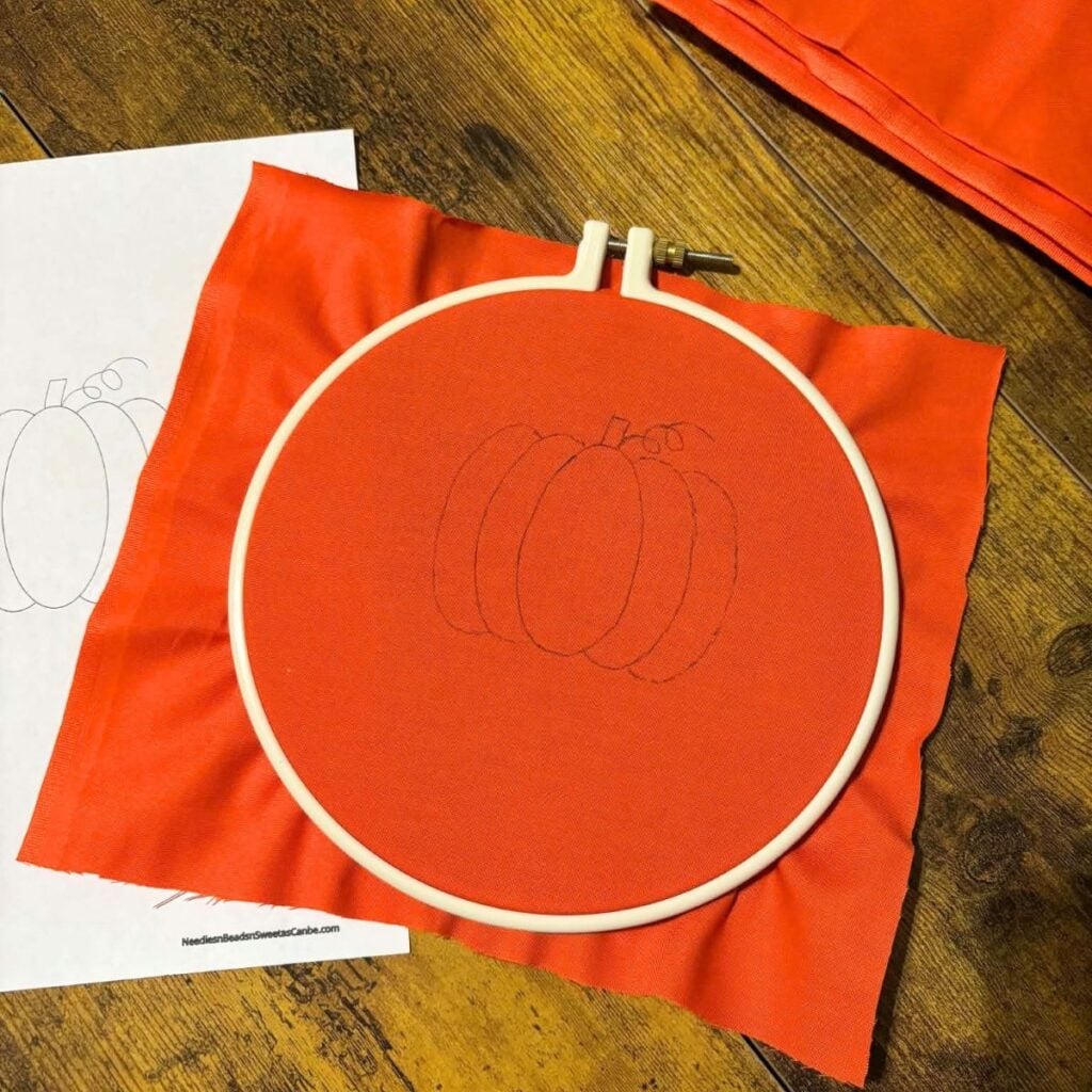 Drawing the pattern on the fabric