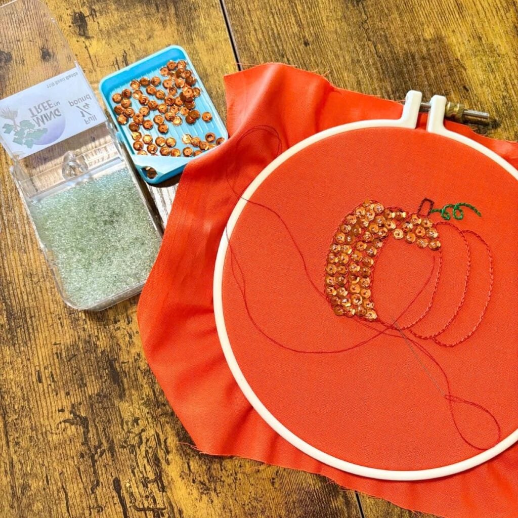 Sequining the pumpkin