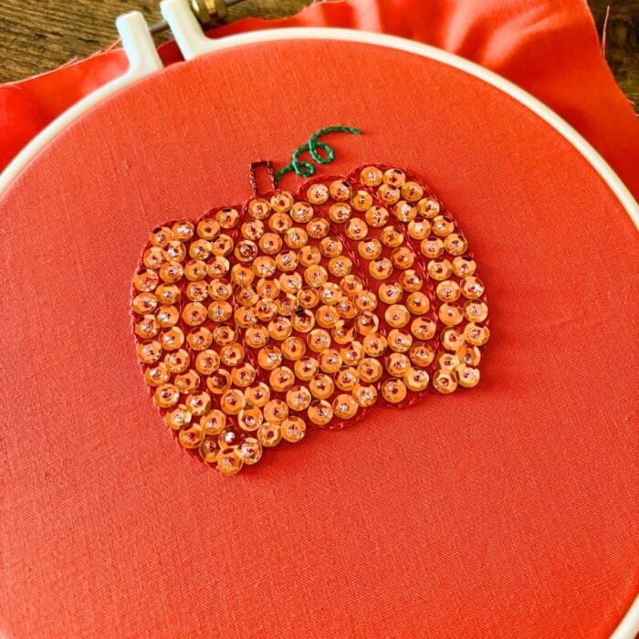 Finished sequined pumpkin