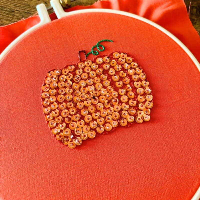 Finished sequined pumpkin